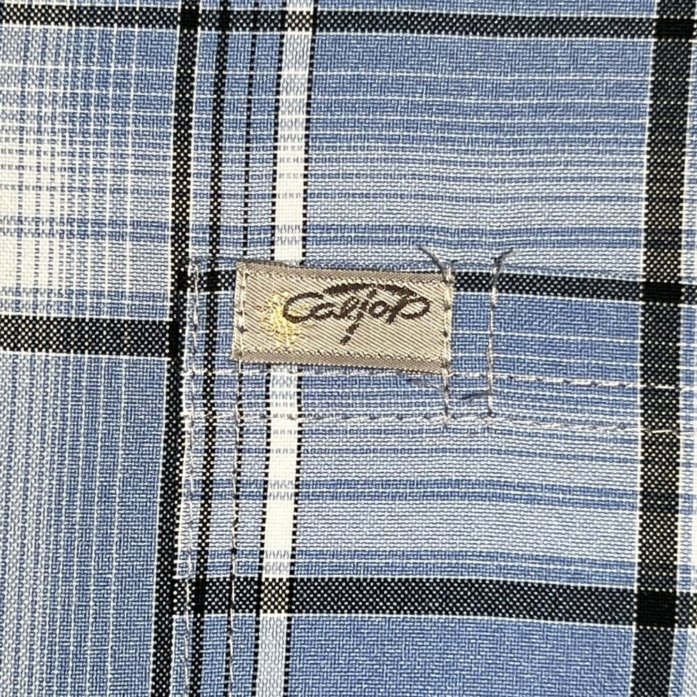 Men's Cal Top 2XLT Short Sleeve Plaid Checker Button Up Polyester Shirt Western - Picture 8 of 16
